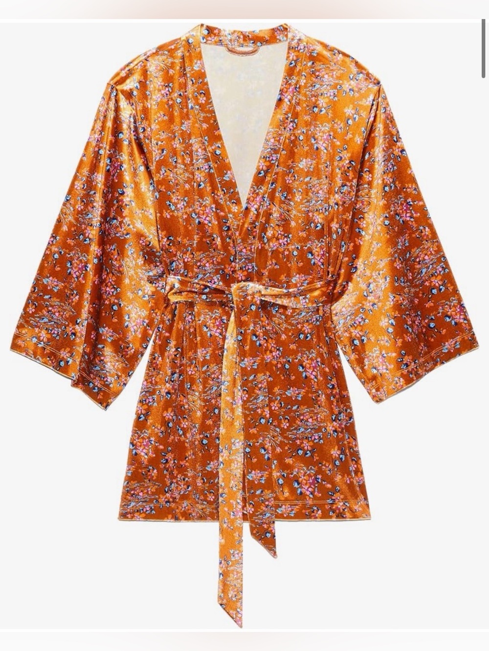 Savage X Fenty Psychedelic Velvet Short Robe in the "Distorted Bloom"